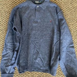 Classic Polo Collard Sweater, 100% Lambs Wool.  XL